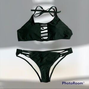 Dark green 2 piece swimsuit